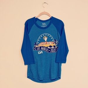 MAJESTIC THREADS NFL LA Rams 2022 Super Bowl LVI 3/4 Sleeve T-Shirt Medium